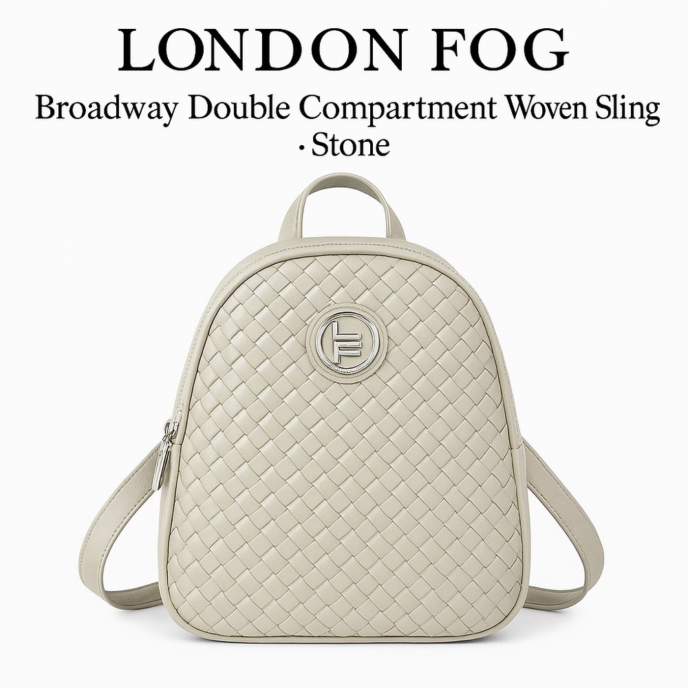 London Fog Broadway Double Compartment Woven Sling · Stone